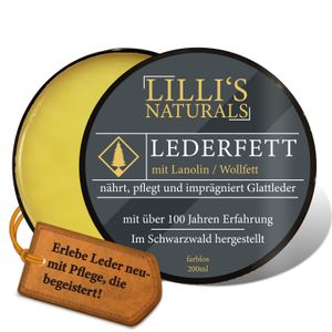 Lillis Lederfett farblos 200 ml mit Lanolin für alle Glattleder nährt und pflegt