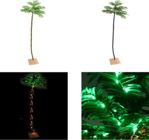 vidaXL Sztuczna palma ze 192 diodami LED w kolorze ciepłej bieli 300 cm - Drzewo LED - Drzewa LED - Sztuczna palma - Sztuczne palmy