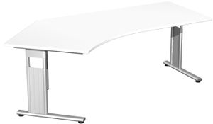 C-Fuß Flex Freiformtisch 135°, höhenverstellbar, 216,6 x 80-113 cm, verschiedene Farben, FarbeNachbildung:Weiß, Ausführung Winkel:links