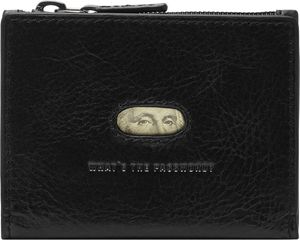 FOSSIL Leder Geldbörse Andrew Magnetic Zip Card Case Black schwarz