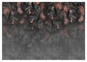 Vlies Fototapete Blätter Pflanzen Palmenblätter Beton (368x254 cm - inkl. Kleister) Wohnzimmer Schlafzimmer Vliestapete Wandtapete Modern Tapete Montagefertig