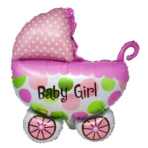 Oblique Unique Folien Luftballon in Kinderwagen Form Baby Girl Folienballon für Baby Shower Party Geburt Mädchen