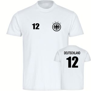 multifanshop® Herren T-Shirt - Deutschland - Adler Retro Trikot 12, weiß, Größe L