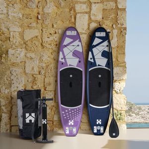 HOME DELUXE - Stand up Paddle MOANA - Farbe: Lila, Länge: 305 cm, Breite 81 cm - inkl. Paddel, Reparatur Kit, Transporttasche, Luftpumpe und Sitzbänken I SUP Surfboard Paddle