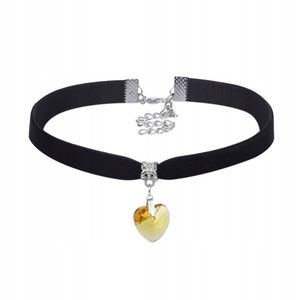 CHOKER CLASSIC HANDLING MIT KREIS HERZ ANHÄNGER Gothic GOLD GELB