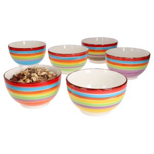 sada 6 misek Ibiza Rainbow Bowl Bowl 600 ml Barevná miska na cereální saláty a dezerty