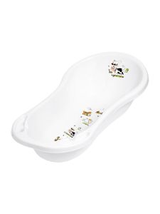 Baby Badewanne XXL 100 cm Funny Farm weiß mit Stöpsel Babywanne Wanne