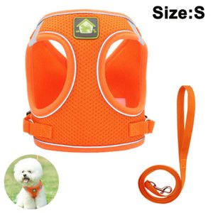 No-Pull Hundegeschirr, atmungsaktives Brustgeschirr für kleine mittelgroße Hunde, verstellbares, weiches Laufgeschirr, sichere Kontrolle(S,Orange)