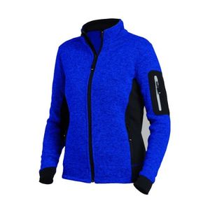 FHB MARIEKE Strick-Fleece-Jacke Damen royalblau-schwarz Gr. XS