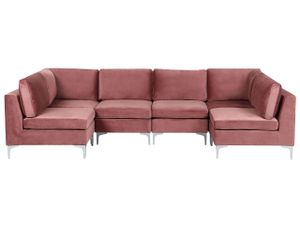 BELIANI Modulares Sofa U-Form Rosa Polsterbezug aus Samtstoff Metallbeine Wohnzimmer Salon Wohnlandschaft