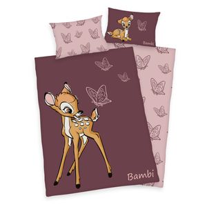 "Bambi ( Disney )" Bettwäsche /  Babybettwäsche / Kleinkinderbettwäsche, 100% Baumwolle ( Linon ), 40x60 cm + 100x135 cm
