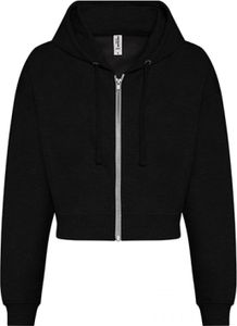 Just Hoods JH065 | Damen Jacke, WomenŽs Fashion Cropped Zoodie - Farbe: Deep Black - Größe: XL