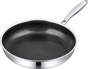 Morleos Bratpfanne 30cm 4 Liter Antihaft rund Silber Edelstahl | geeignet für Gas Induktion Elektro Herde | XL Pfanne Kratzfest Rostfrei Beschichtet Gastronomie Kochgeschirr Morleos Bratpfanne 30cm 4 Liter Antihaft rund Silber Edelstahl | geeignet für Gas Induktion Elektro Herde | XL Pfanne Kratzfest Rostfrei Beschichtet Gastronomie Kochgeschirr