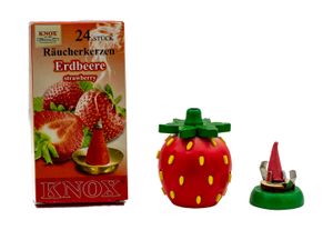 KNOX Räucherkerzenhalter - Erdbeer-Räucherfigur inkl. 24 Räucherkerzen mit Erdbeer-Duft