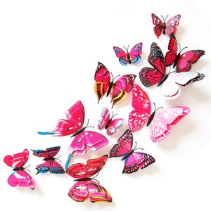Oblique Unique 3D Schmetterlinge 12er Set Wandtattoo Wandsticker Wanddeko - pink