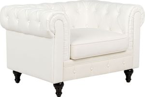 BELIANI Fotel złamana biel tapicerowany chesterfield tuftowany pikowany vintage glamour salon