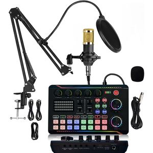 ZELURXX Kondensator Mikrofon Set mit Arm & Soundkarte – Ideal für Podcast, Streaming & Gaming, F998Max+Gold