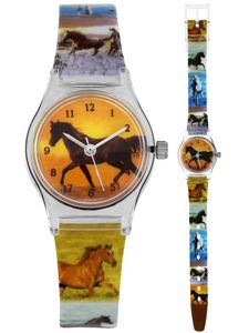 Pacific Time Kinder Armbanduhr Mädchen Uhr Pferd Sonnenuntergang 20335