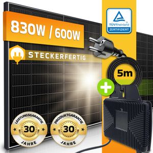 Balkonkraftwerk Set 830W/600W Photovoltaik Solaranlage Mini-PV Anlage Solarpanel Solarmodul