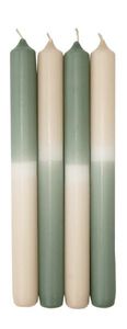 Leuchterkerzen Dip Dye Kerzen Reseda / Creme, 250 x ? 23 mm, 4 Stück