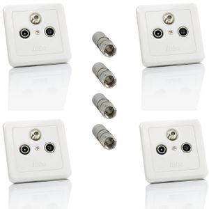 4x FUBA GAD 300 Sat-Dose 3-Fach Antennendose Satelliten Enddose Unterputz XCon S8 F-Kompressionsstecker 7,5mm Koaxialkabel