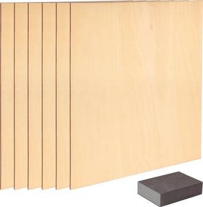 BELLE VOUS 6er Pack Holzplatte 2mm - 30x30cm Holzplatten zum Basteln - 6er Set Bastelholz Sperrholz Holz zum Basteln - 6x Sperrholzplatte - 6 Bretter