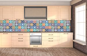 Küchenrückwand Folie selbstklebend AZULEJOS 350 x 60 cm - Klebefolie - Dekofolie - Spritzschutz für Küche -