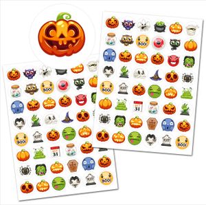 Gruselige Emoji-Stickerbögen - 2 Stickerbögen - Lustige Emoticons für Halloween-Deko und Bastelspaß - Halloween Sticker - Halloween Basteln