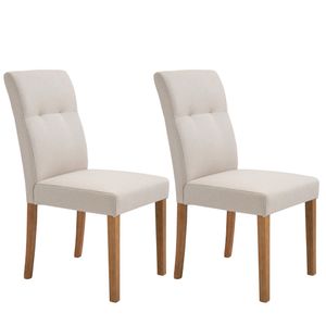 HOMCOM jedálenský stôl stoličky sada 2 s čalúneným sedadlom stoličky čalúnené stoličky ľan polyesterová tkanina pena guma drevo béžová 50 x 62 x 96 cm