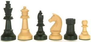 Schachfiguren schwarz/beige KH 93 mm, Staunton Form, mit Filzsockel