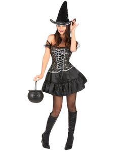y Hexe Halloween Kostüm schwarz-silber