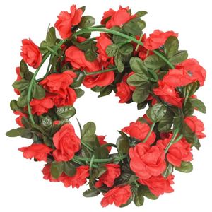 vidaXL Weihnachtskränze Blumen 6 Stk. Rot 240 cm