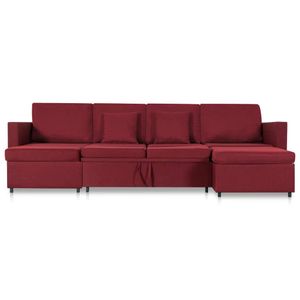 【Möbel Design ❀】 4-Sitzer Ausziehbares Schlafsofa Stoff Weinrot, Wohnlandschaft-Sofa, Couch, Relaxsofa Moderne