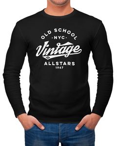 Herren Long-Sleeve Vintage Allstars Old School NYC Design Langarm-Shirt Neverless® schwarz XXL