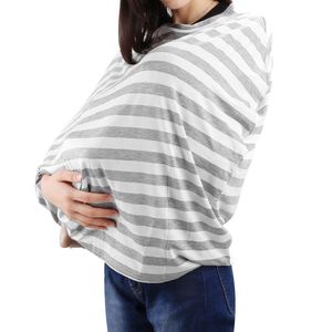 Stilltuch Stillschal elastic Mamascarf Baby Krankenpflege Abdeckung Milkscarf zum Stillen Abdeckung, Grauer & weißer Streifen