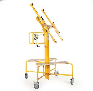 Wiltec Plattenheber bis max. 75 kg, Höhe 145-350 cm, Montagehilfe für Trockenbau, Paneelheber neigbar mit 4 Rädern mit Feststellbremse