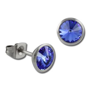 Amello Edelstahl Ohrringe Ohrstecker rund glitzernde Zirkonias blau ESOS07B