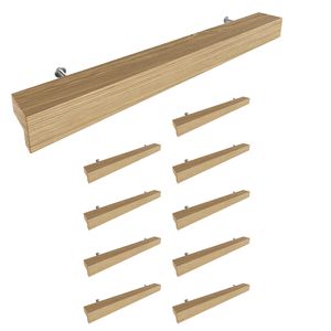 Sossai Holz Möbelgriffe aus Eiche | GAH01 | Lochabstand 160mm, Länge 220mm, 10 Stück