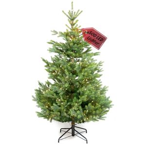 BoomDing Künstlicher Weihnachtsbaum mit Beleuchtung - Einführungsangebot - extra naturgetreuer Tannenbaum (180 cm) inkl. stabilem Metallständer und Aufbewahrungskarton - Tannenbaum künstlich