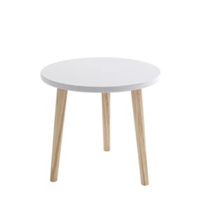 BETTSO konferenčný stolík stolík do obývačky okrúhly stolík na troch drevených nohách stolík do obývačky 60 x 49 cm IKON biely