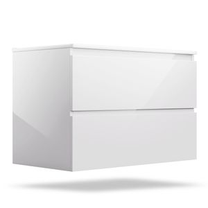 Blumfeldt Waschbeckenunterschrank mit Keramik-Waschbecken, Badezimmerschrank glänzend weiß, elegantes Design, Breite 80 cm - Moderner Schrank für stilvolles Bad