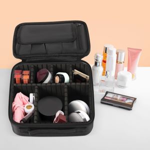 Kosmetiktasche Makeup Organizer Kosmetikkoffer Tragbar Reise Kosmetikbeutel Schminktasche Schmuckbox mit Fächern schwarz