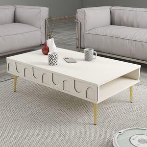 Skye Decor, Lyon 33 - Cream, Gold, Couchtisch, Creme, 100 % MELAMINBESCHICHTETE SPANPLATTEN, 105 x 60 x 33,6 cm
