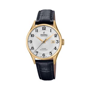 Festina F20010/1 Pánské švýcarské analogové hodinky s koženým řemínkem
