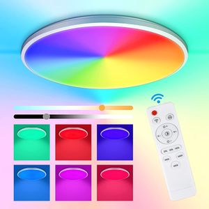 24W LED RGB Deckenleuchte Farbwechsel Rund, Deckenlampe Fernbedienung Dimmbar Memory Funktion Für Schlafzimmer Wohnzimmer Arbeitszimmer Büro
