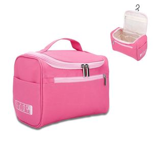 Přenosná kosmetická taška Intirilife v růžové barvě - prostorné polyesterové pouzdro na toaletní potřeby s držadlem na přenášení, zipem, síťovanou přihrádkou a mnoha vnitřními a vnějšími kapsami