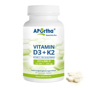Vitamin D3 5.000 IE + Natto Vitamin K2 MK-7 Cyclo® 200 µg - 365 vegetarische Tabletten | Familienpackung