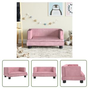 The Living Store Kindersofa Rosa 60x40x30 cm Samt