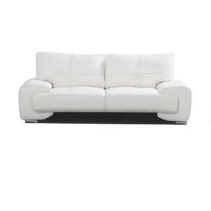 Couch für Wohnzimmer,Federkern Sofagarnitur Polstersofa - 190 x 100 x 90 Florida (Weiß - Kunstleder)