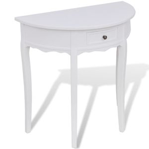 vidaXL Konzolový stolík so zásuvkou Half Round White